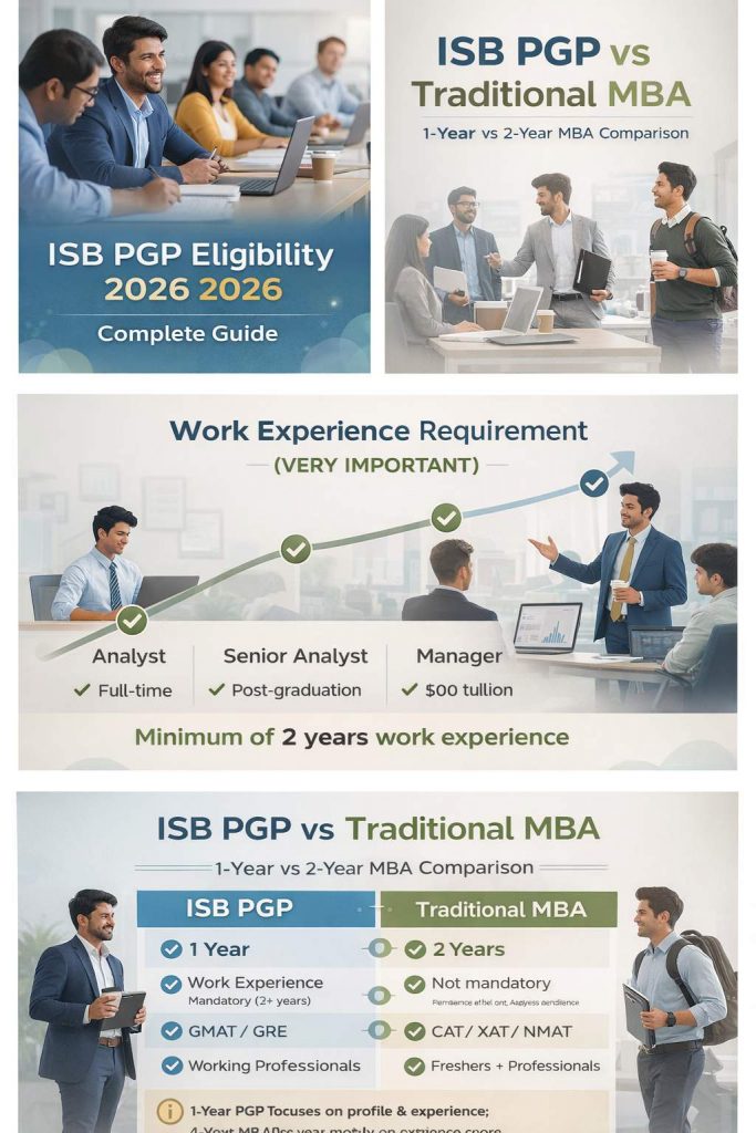 isb eligibility criteria for pgp 2026 showing degree, GMAT GRE score and work experience