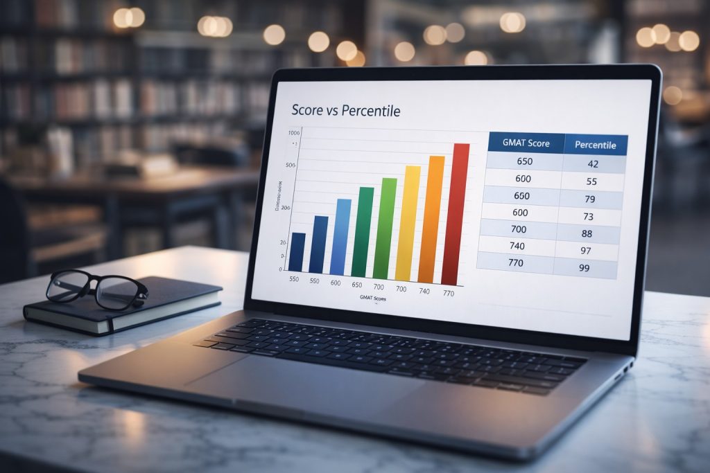 gmat score vs percentile