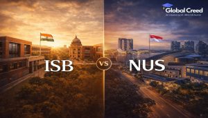 ISB vs NUS MBA 2026 comparison showing campus, fees, salary and global opportunities